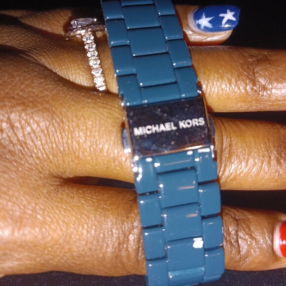 Michael Kors Blue/Green Watch w/Rhinestones - Picture 4 of 10